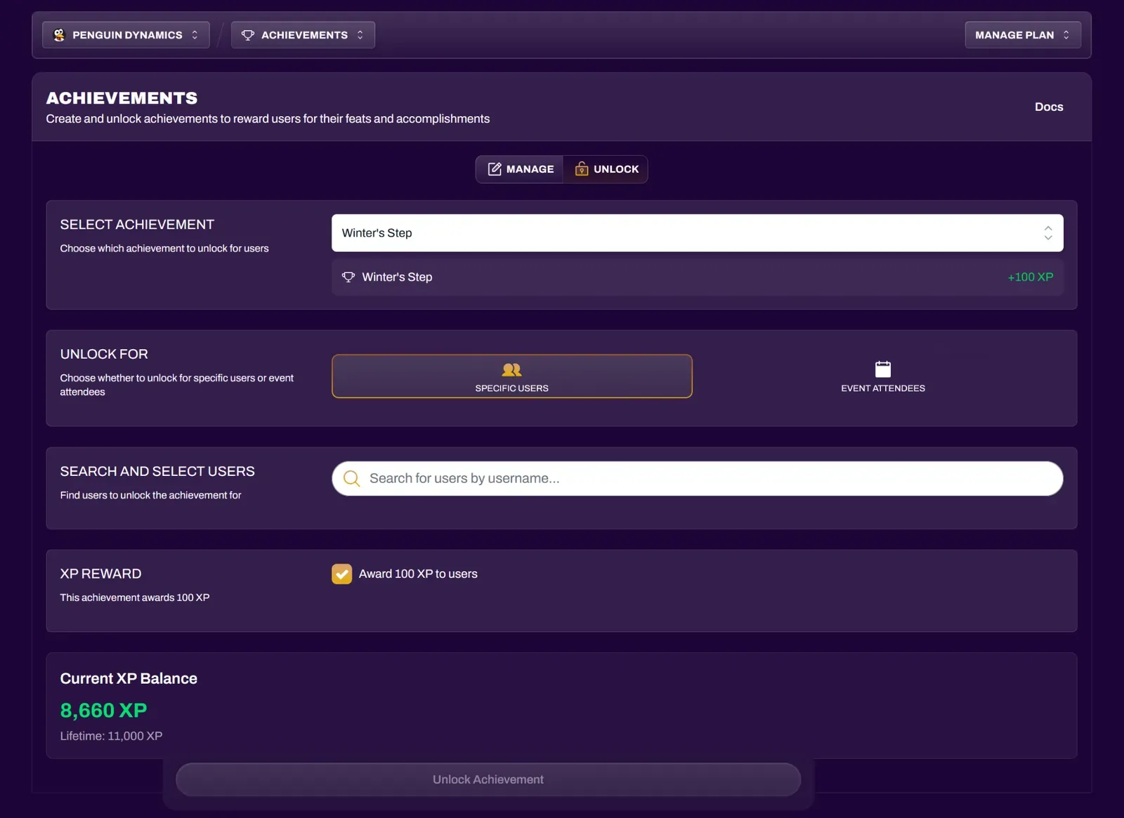 Screenshot of the achievement unlocking interface