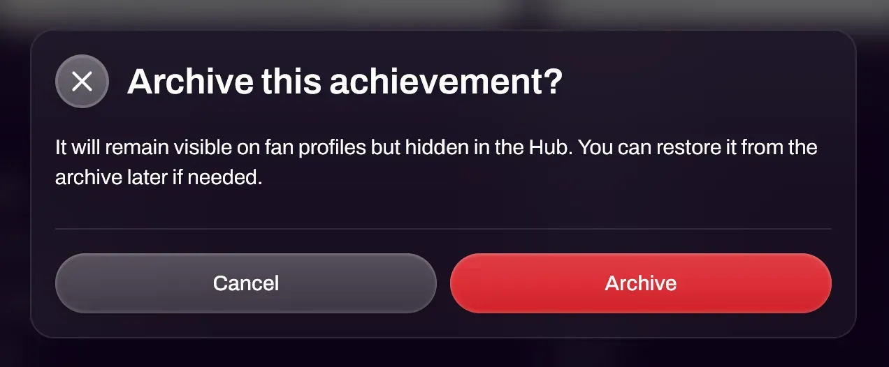 Screenshot of the Show Archived and Restore options