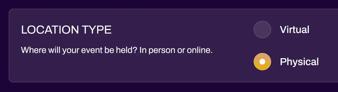 Screenshot of the Location field