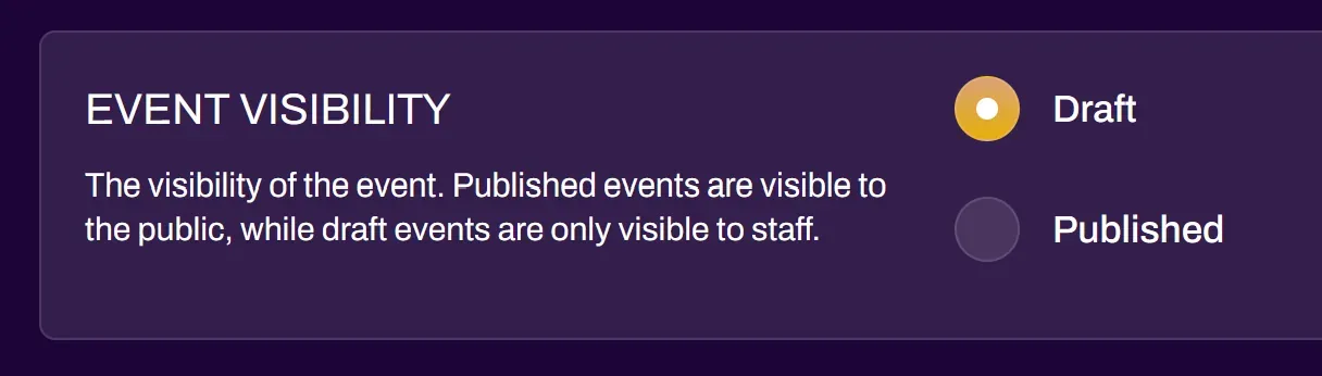 Screenshot of the Visibility setting