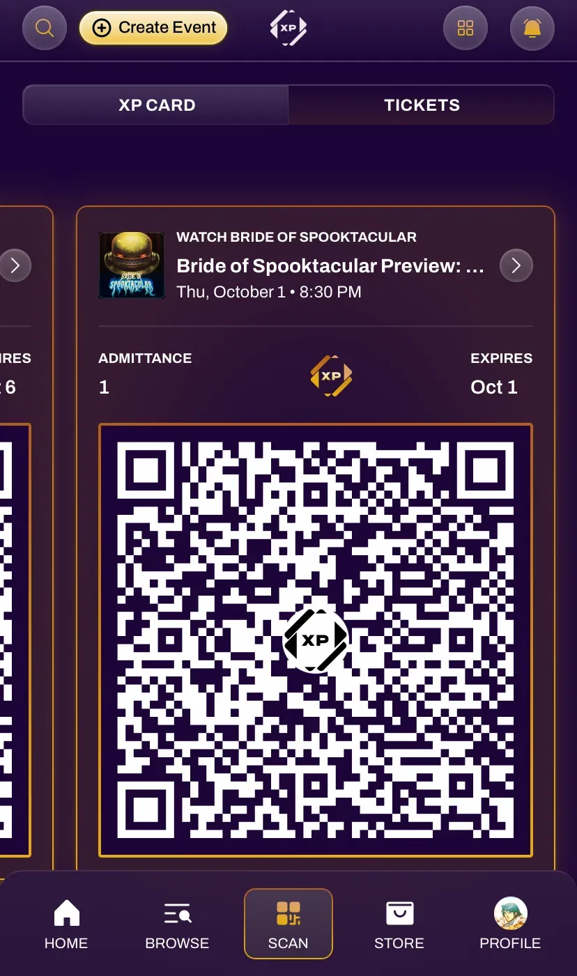 Your tickets in the Scan tab