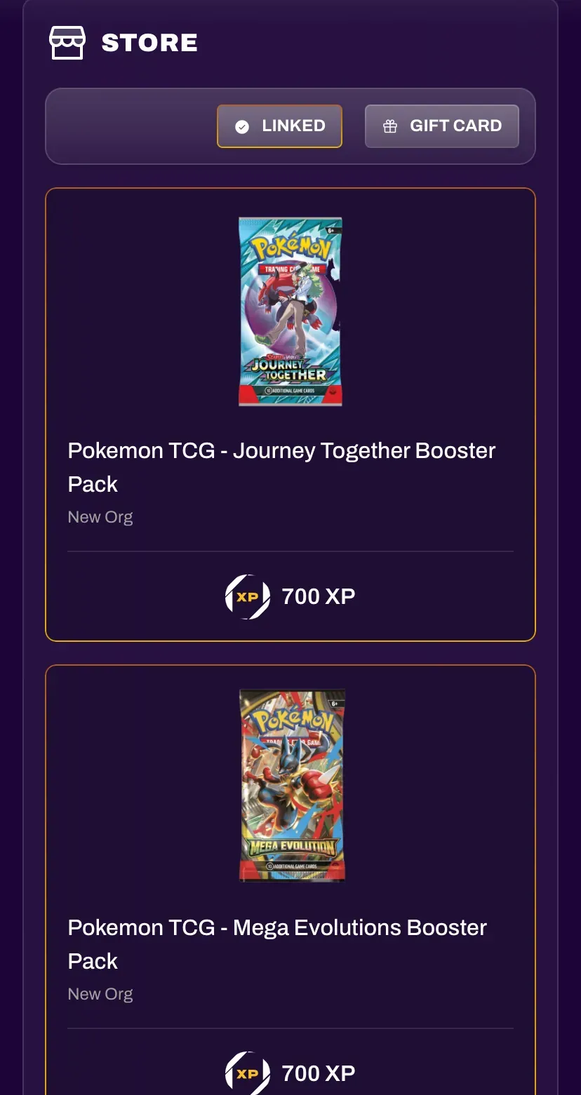 XP Store redemption screen step 1
