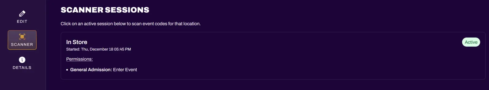 Screenshot of the Scanner tab