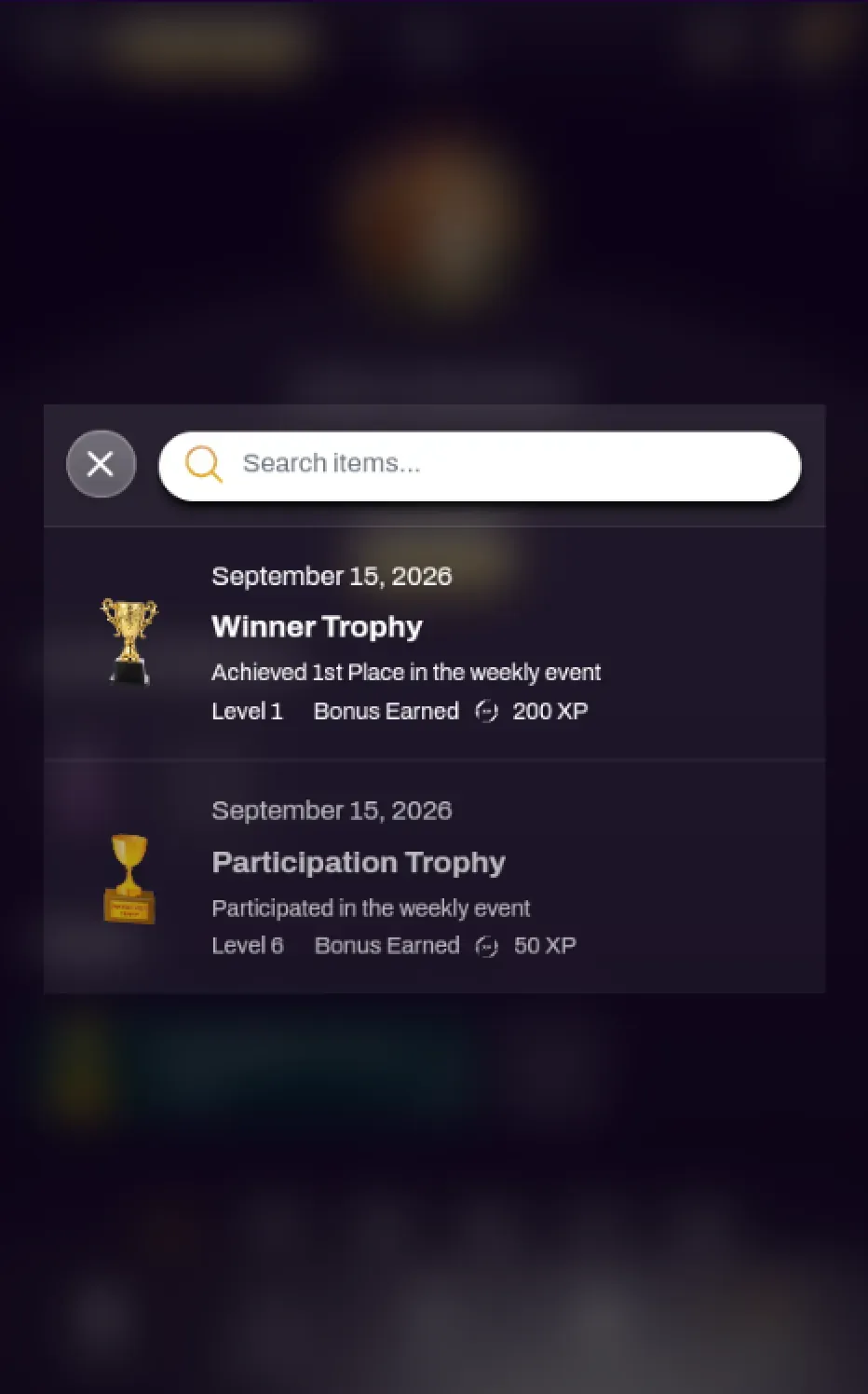 Screenshot of a user profile showing pinned Items