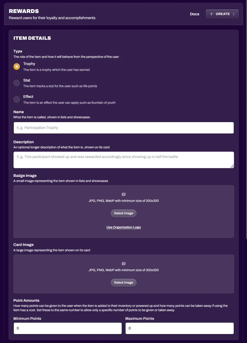 Screenshot of the Item Details form