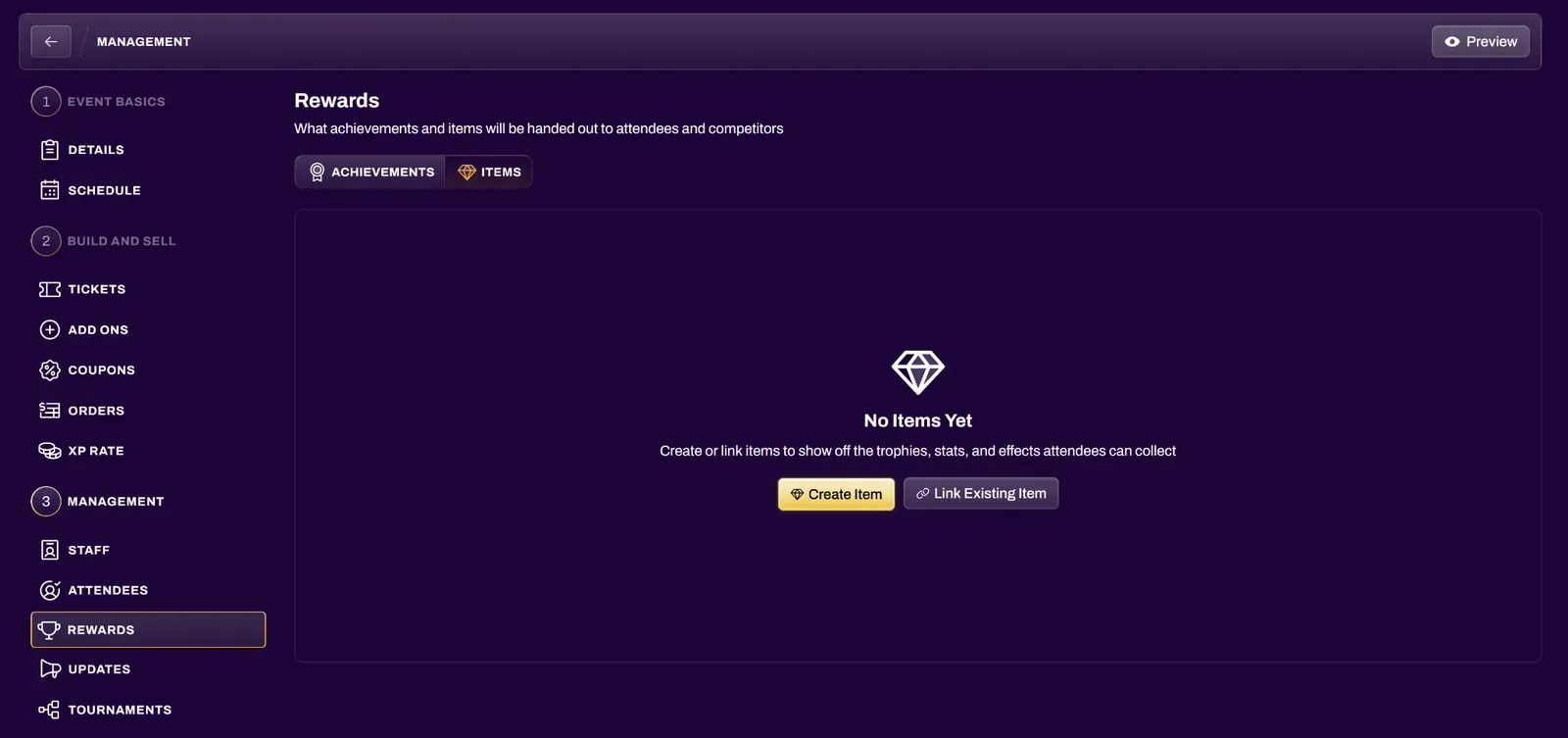 Screenshot of the event Rewards tab
