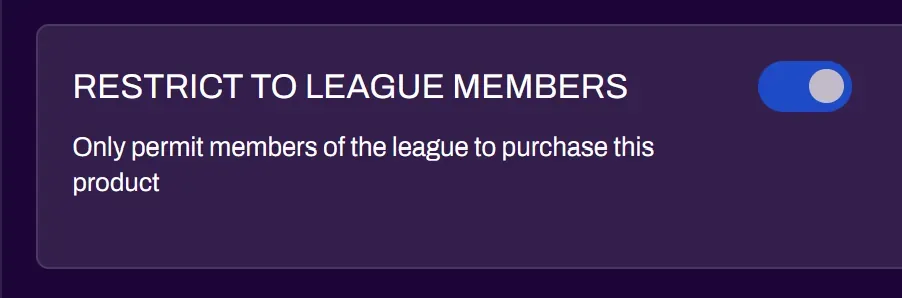 Screenshot of the league-members-only restriction option in ticketing