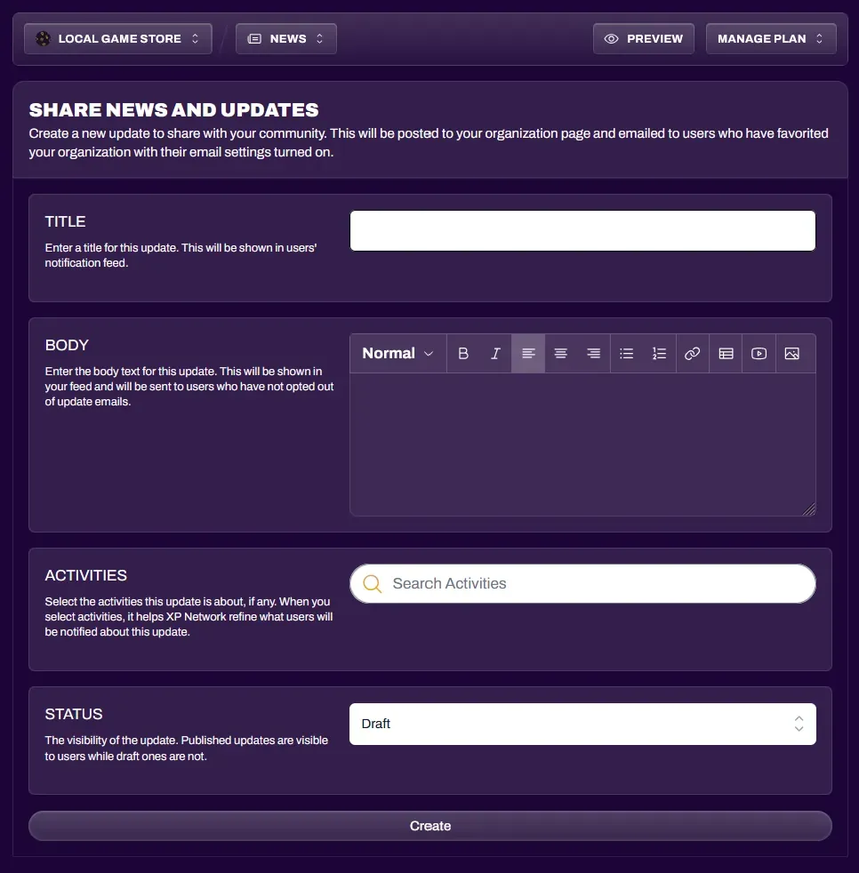 Share News and Updates composer