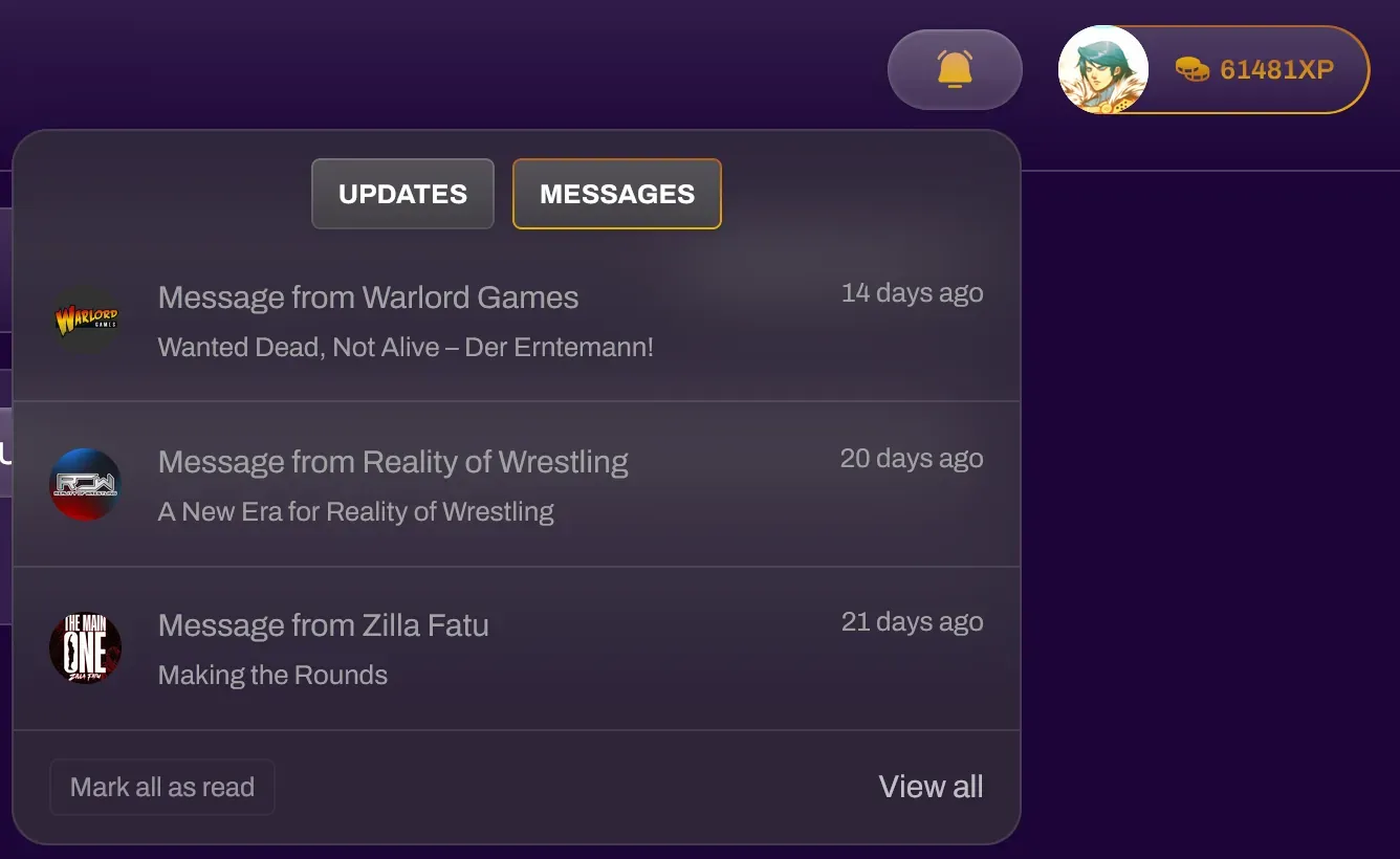 Notification bell update in the Messages section
