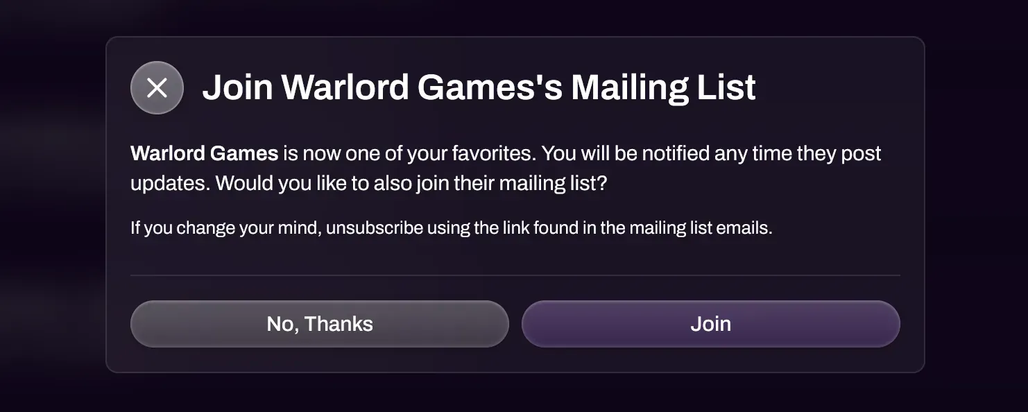 Mailing list prompt