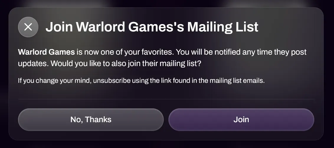 Favorite button on the organization page