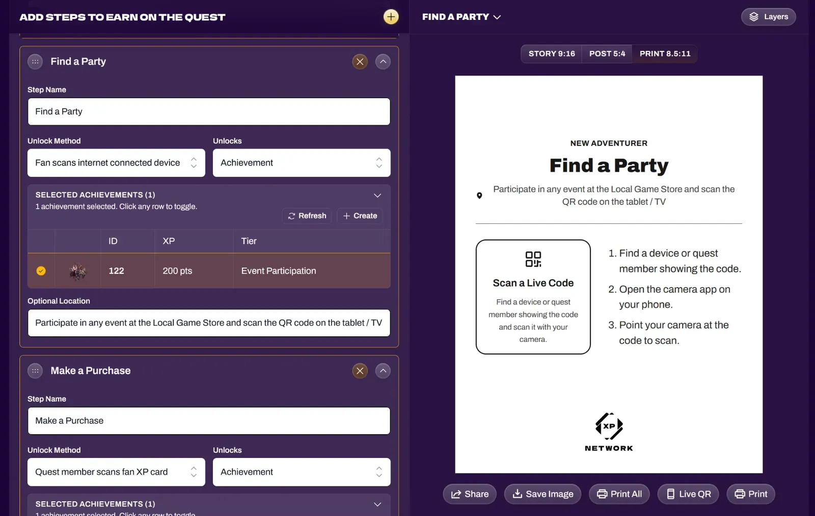 Screenshot of a step's scan poster preview
