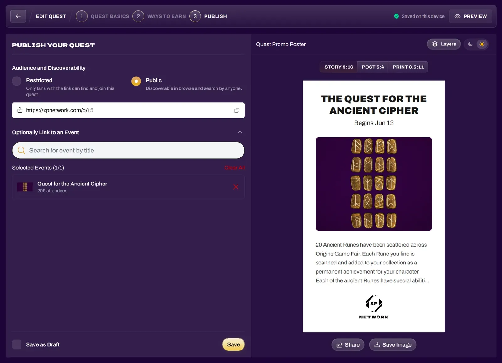 Screenshot of the Publish step