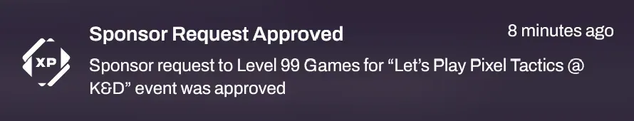 Screenshot of the Sponsor Request Approved notification