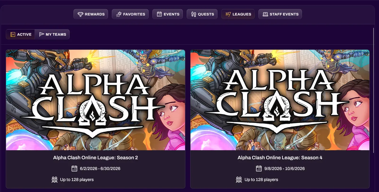Leagues tab